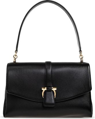 Ferragamo Tassen, Dames, Zwart, ONE Size, Leer, Leren Schoudertas