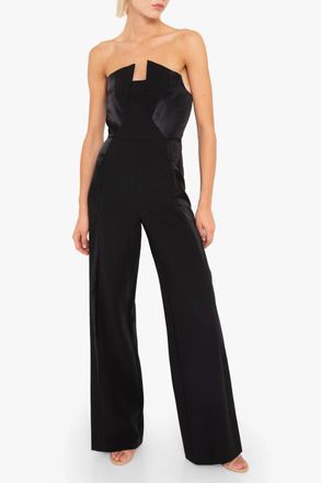Black Halo Womens Lena Color Block Jumpsuit In Black