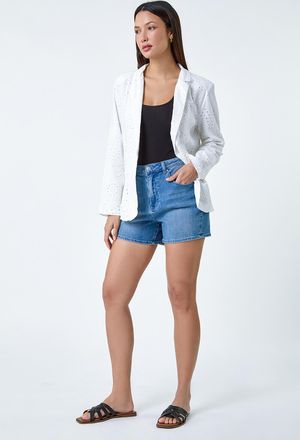 Roman Cotton Broderie Blazer Jacket