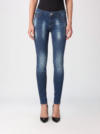 Philipp Plein Jeans skinny cropped in denim stretch con logo Hexagon