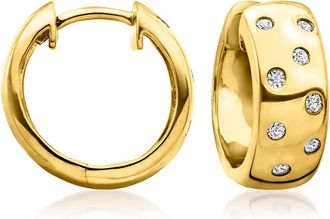 RS Pure by Ross-Simons Scattered Lab-Grown Diamond Huggie Hoop Earrings in 18kt Gold Over Sterling