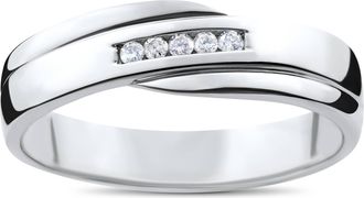 Pompeii3 Mens Cut Diamond Wedding Ring 1/6cttw 10K White Gold High Polished Channel Set Size Selectable