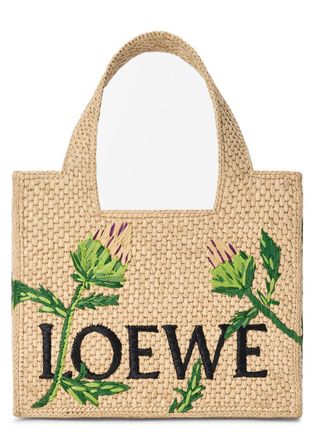 Loewe X Paulas Ibiza Embroidered Small Raffia Tote bag - Natural - One Size