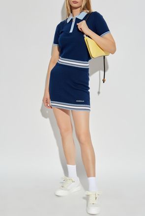 Casablanca Skirt With Embroidered Logo, Womens, Navy Blue