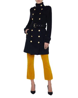 L'agence Lagence Nalini Long Wool-Blend Military Coat