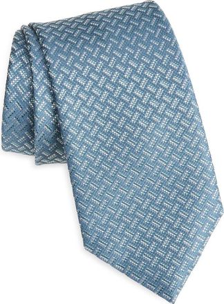 Brioni Geometric Jacquard Silk Tie in Bluette/Aqua at Nordstrom