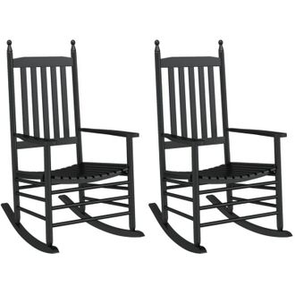vidaXL Vidaxl - Mecedoras Con Asiento Curvo 2 Uds Madera &Aacute;lamo Maciza Negro