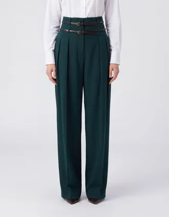 Liu Jo Pantaloni wide leg in cr&ecirc;pe a vita alta con pince