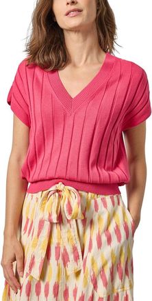 Lilla P Wide Rib Wedge V-Neck Sweater