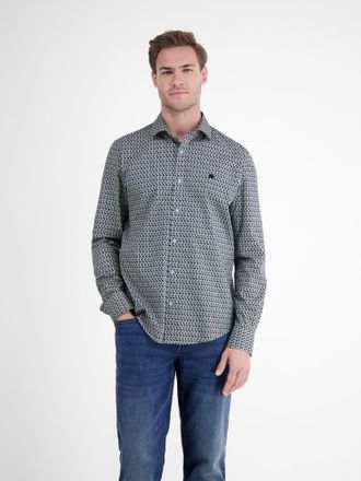 Lerros Langarmhemd LERROS LERROS Poplinhemd mit Stretchanteil, Herren, Gr. L, Normal- und Kurzgr&ouml;ssen, fjord blau, 97% Baumwolle, 3% Elasthan, Hemden Langarm