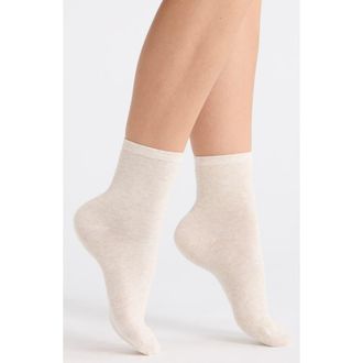 Nordstrom Everyday Low Flat Knit Crew Socks in Oatmeal Heather at Nordstrom, Size 9