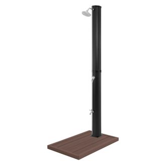 ML Design Ml-design Ducha Solar De Jard&iacute;n Negra 35 L Agua Caliente Hasta 60&deg;c Sin Electricidad Con Elemento De Suelo Marr&oacute;n Moderno Elegante Con Cabezal Ajustab