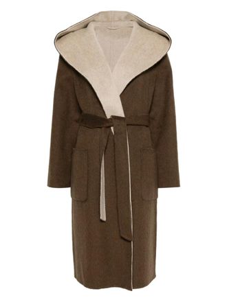 P.A.R.O.S.H. hooded belted coat - women - Wool - L - Brown