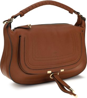Chlo&eacute; Womens Marcie Small Shoulder Bag Clay Brown Calf Leather Bos Taurus