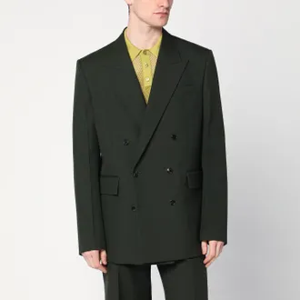 Gucci Giacca doppiopetto verde militare in lana