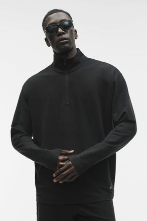 Alo | Double Take Long Sleeve 1/4 Zip Top in Black, Size: Medium