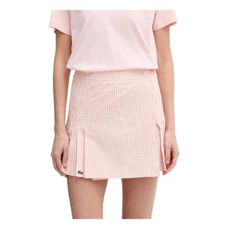 Lacoste Rokken, Dames, Roze, XL, Katoen, Korte Seersucker Wikkelrok