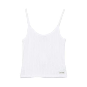 Sporty & Rich Sleeveless Tops, female, White, Size: M Pointelle Knit Scoop Neck Cami