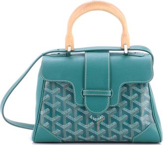 Goyard Saigon Top Handle Bag Coated Canvas with Leather Mini