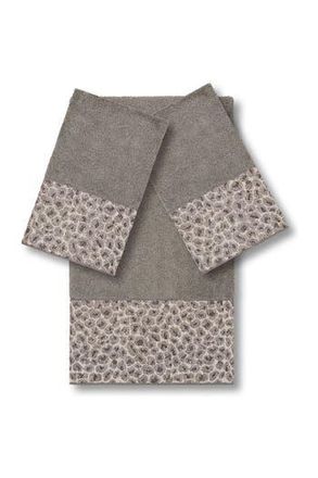 Linum Home Textiles Spots 3-Piece Embellished Towel - Dark Grey at Nordstrom Rack