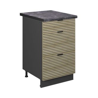 Vicco Mueble Bajo De Cocina Fame-line, Panel De Roble, 50 Cm, Et Antracita