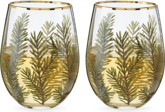 Twine Woodland Stemless Wine Glasses Set of 2 in Green at Nordstrom