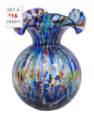 Vietri Vietri Hibiscus Glass Carnevale Medium Fluted Vase With $16 Credit