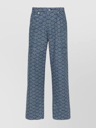 Kenzo denim geometric-print straight-leg cargo jeans