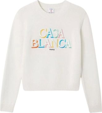 Casablanca Jersey Stacked Logo - Knitwear - Mujer - Blanco - M