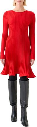 Akris Long Sleeve Ribbed Sweater Dress in Vermillion at Nordstrom, Size 12