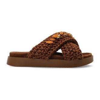 INUIKII Sliders, female, Brown, Size: 11 US Woven Stones Slides