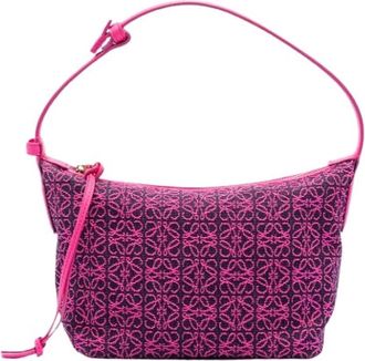 Loewe Pre-owned Shoulder Bags, female, Pink, Size: ONE SIZE Pre-owned Canvas Shoulder Bag