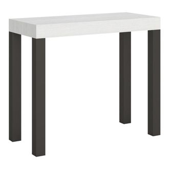 Itamoby Consola extensible 90x40/300 cm efecto madera fresno blanco y hierro