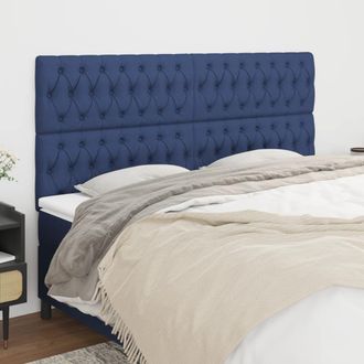 vidaXL Cabecero De Cama Azul 200x7x118/128 Cm Tela Vidaxl