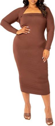 Buxom Couture Modal Tube Dress & Shrug in Chocolate at Nordstrom, Size 3X