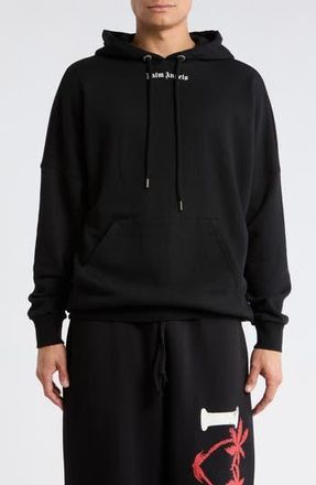 Palm Angels Logo Graphic Hoodie in Black White at Nordstrom Rack, Size X-Large