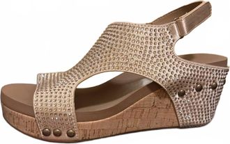 Corkys Footwear Womens Carley Champagne Crystals Wedge In Chamoagne