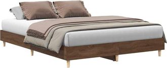 vidaXL Bed Frame No Mattress Brown Oak 150x200 cm King Size Engineered Wood Vidaxl