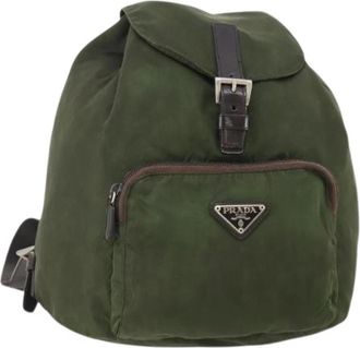 Prada Pre-owned Vintage Rugzak - Dames - Vintage Rugzakken - Groen - ONE Size - Leer - Vintage