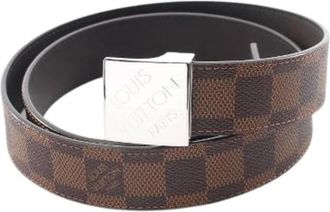 Louis Vuitton Pre-owned Sangle Carre Damier Ebene Belt - female - Louis Vuitton Vintage - Vintage Belts - Brown - ONE SIZE - Pre-owned
