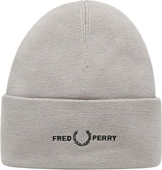 Fred Perry Womens Fred Perry Graphic Logo Concrete Grey Beanie - Size: ONE size