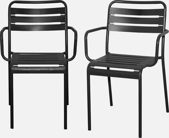 Sweeek Sweeek - Sill&oacute;n De Jard&iacute;n En Acero, Set De 2, Amelia, Antracita, 50.4x53x79.5 Cm