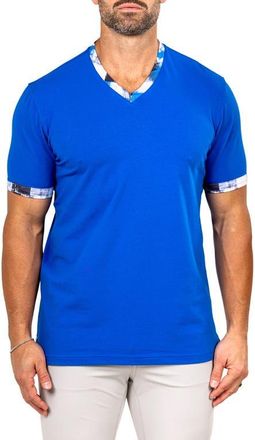 Maceoo Edison Marthyr0009 Blue Cotton V-Neck T-Shirt at Nordstrom, Size 7