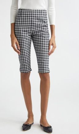 Poss&eacute; Chiara Gingham Stretch Cotton Capri Pants in Black/White at Nordstrom, Size Xx-Small