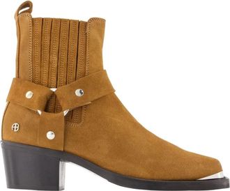 Anine Bing Enkellaarsjes met middelhoge schacht - Dames - Cowboylaarzen - Bruin - 37 EU - Leer - Schoenen