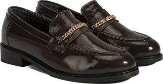 Desa Woman Slip-On Loafers - Patent Leather, Abrasion-Proof Sole, Low Heel, Breathable | Brown - 37