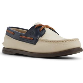 Sperry Top-Sider Authentic Original 2-Eye Boat Shoe in Cream Multi at Nordstrom, Size 10.5