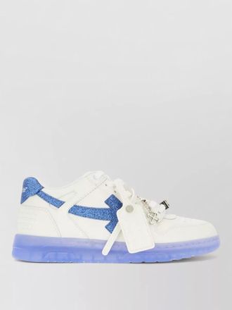 Off-white leather low top sneakers glitter accents