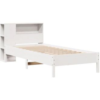 vidaXL Cama Con Estanter&iacute;a Sin Colch&oacute;n Madera Maciza Blanca 75x190 Cm Vidaxl