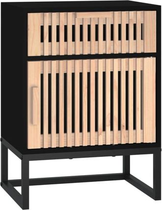 vidaXL Vidaxl - Mesita noche hierro y madera contrachapada negro 40x30x55,5 cm